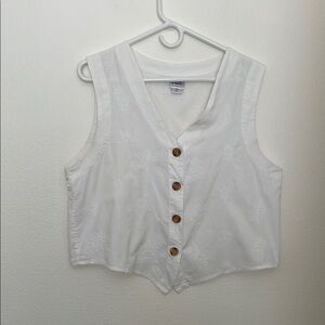 Vintage CP Shades White Embroidered Vest